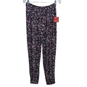 Mossimo Supply Co Floral Jogger Pants Black Multicolor Rayon NWT Size M